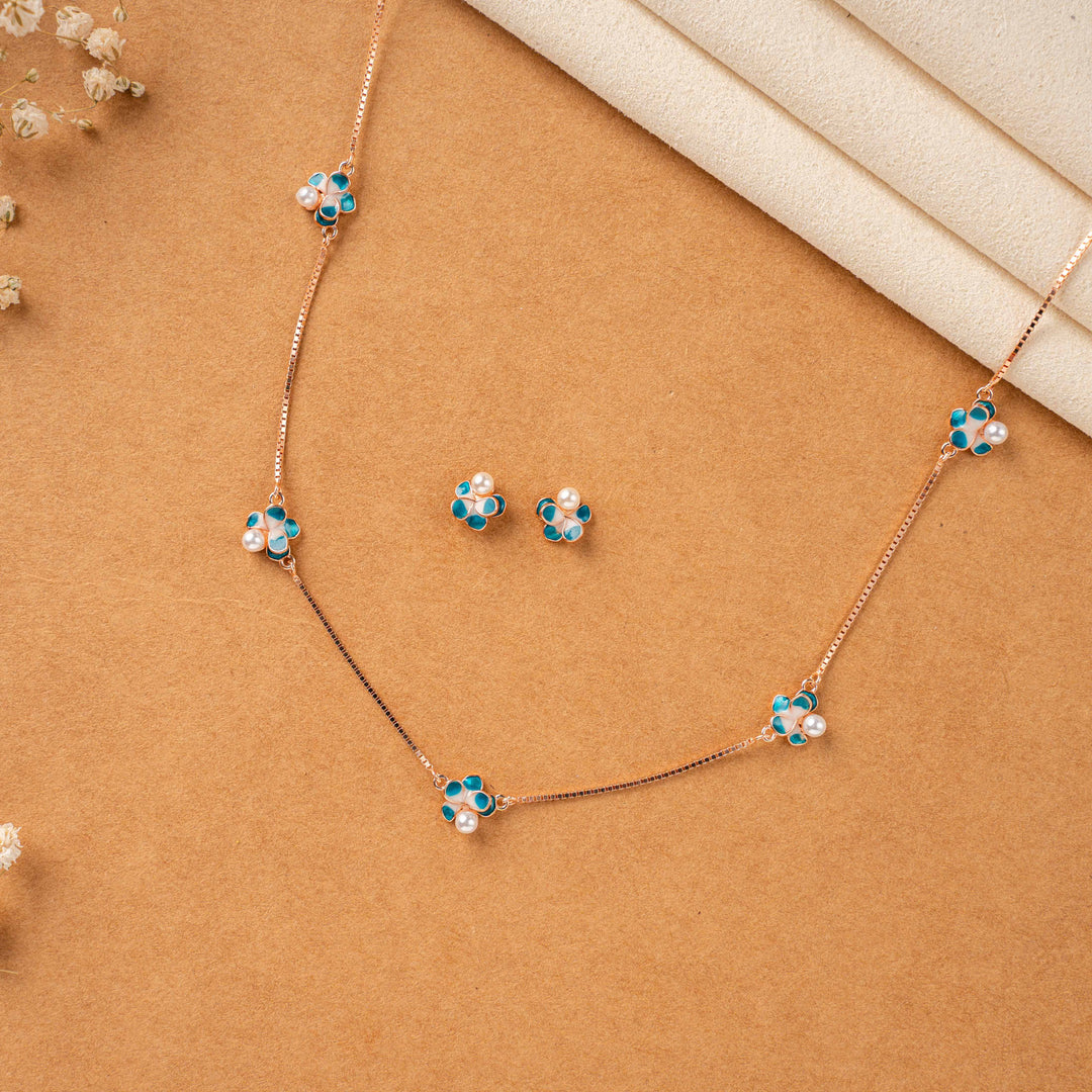 925 Silver Rose Gold Enamel Chain| Party Wear