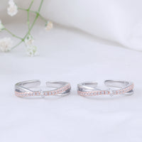 925 Silver Two Tone Toe Ring for Women//Party Wear