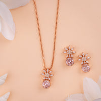 Beautiful Italian Rose Gold Chain Pendant Set| Party Wear