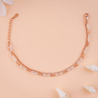 Rose Gold CZ and Pearl Bracelet | Premium Jewellery Tennis Bracelet 2 Layer | Styles