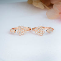 Bridal CZ Stone Silver Rose Gold Toe Ring for Women/Party Wear