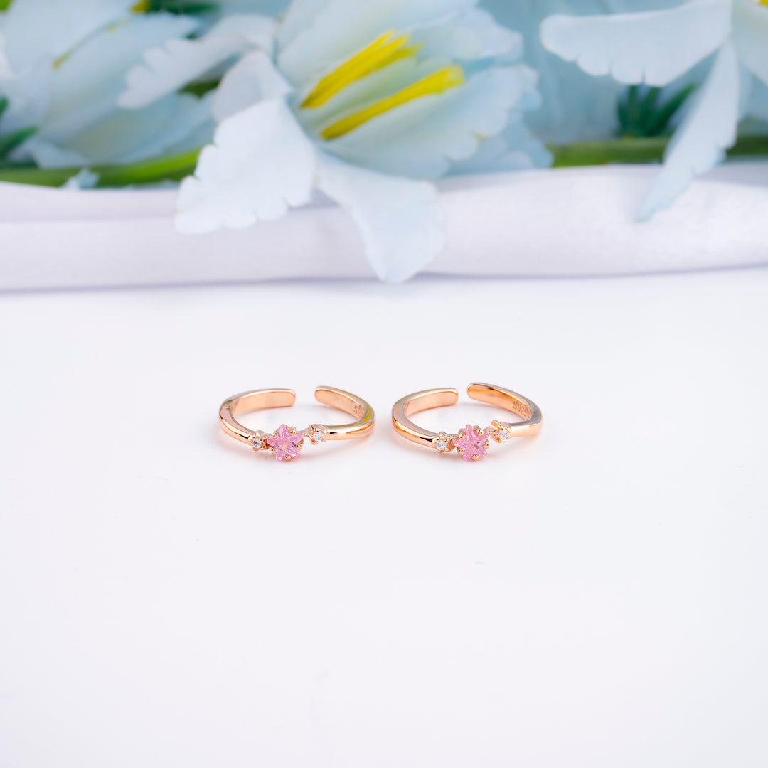 Bridal Silver Rose Gold CZ Toe Ring