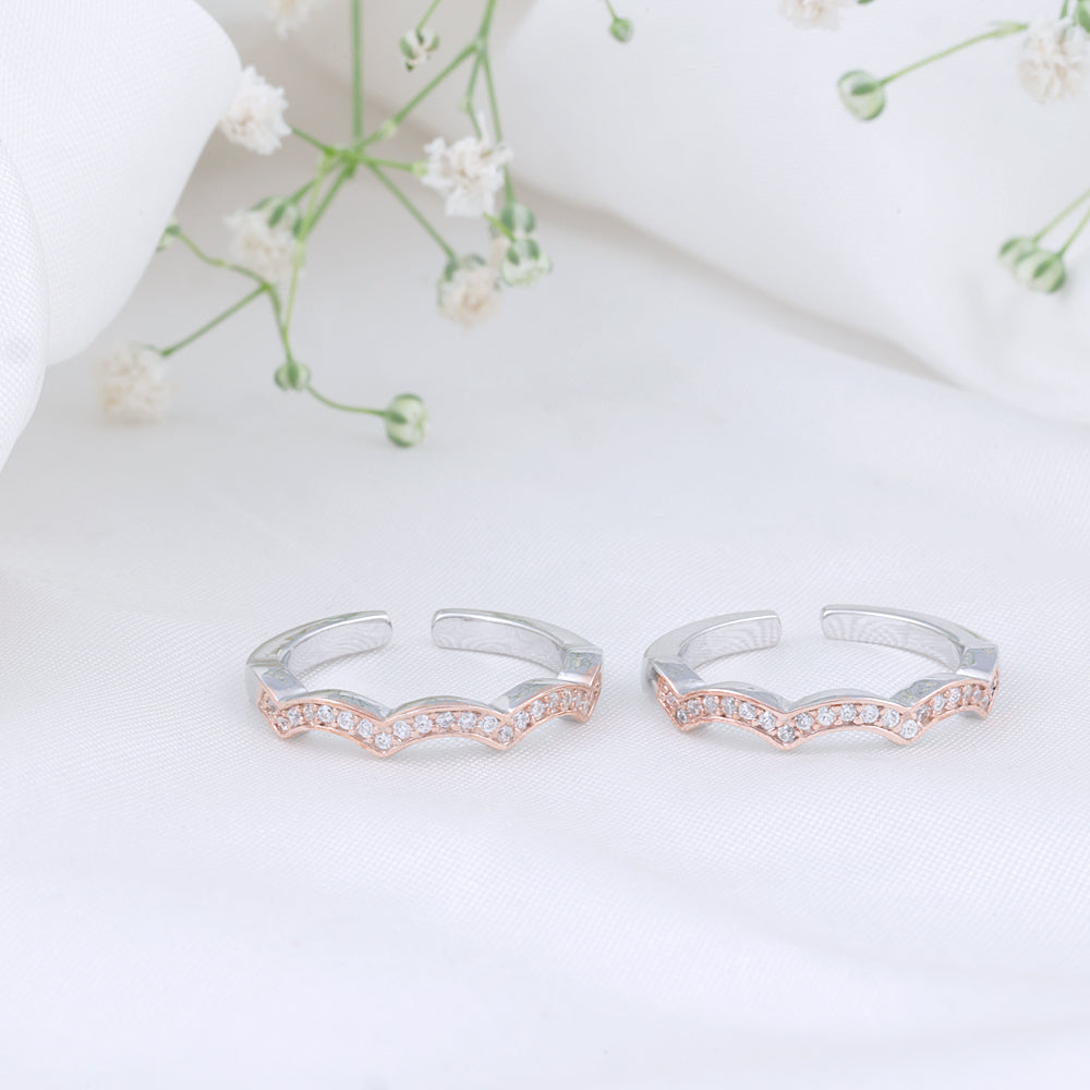 Bridal Two Tone Toe Ring for Women/Modern
