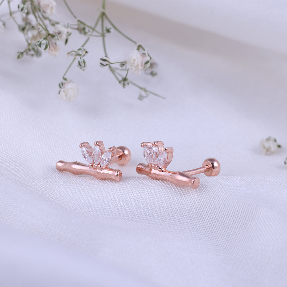 Buy Classic Silver Rose Gold Second Stud Earrings