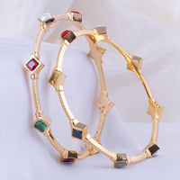 Buy Gold Plated Diamond Setting Navarathna Bangle Online| Festival Wear