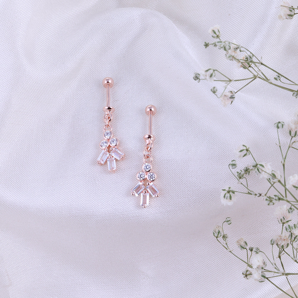 CZ Bugadi Koppu Earrings | Rose Gold Finish
