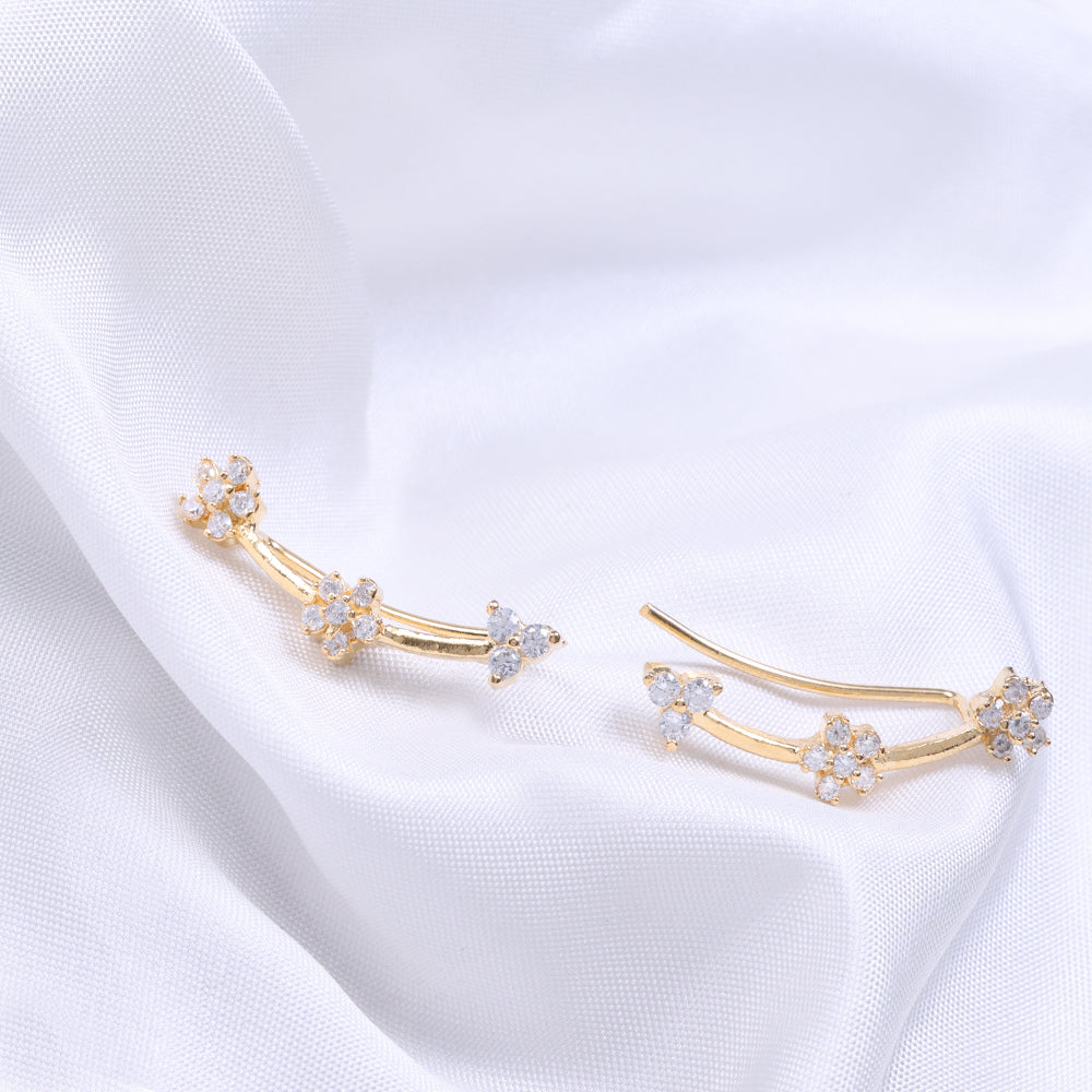 CZ Gold Plated Cuff Earrings for Women