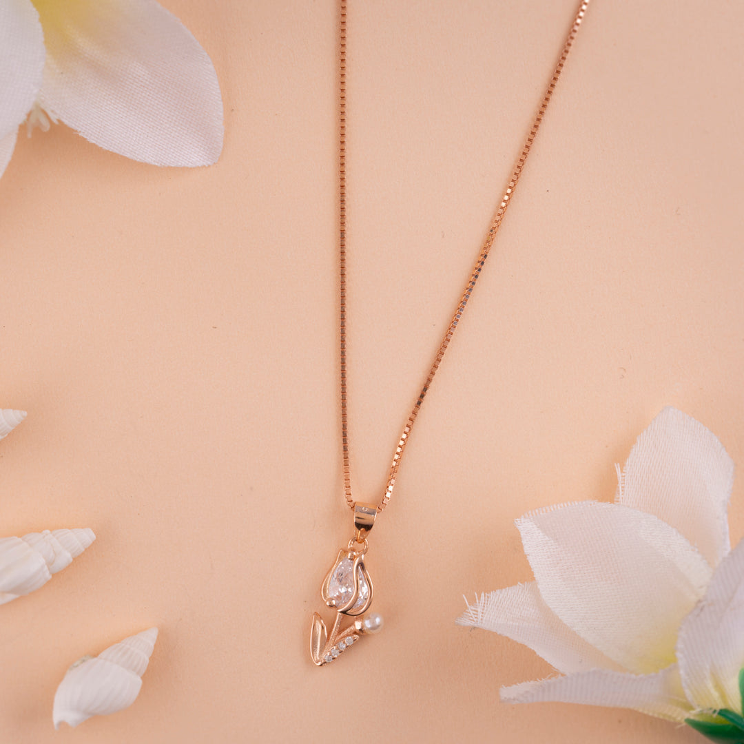 CZ Rose Gold Chain Pendant | Chaneira Jewels| Daily Wear