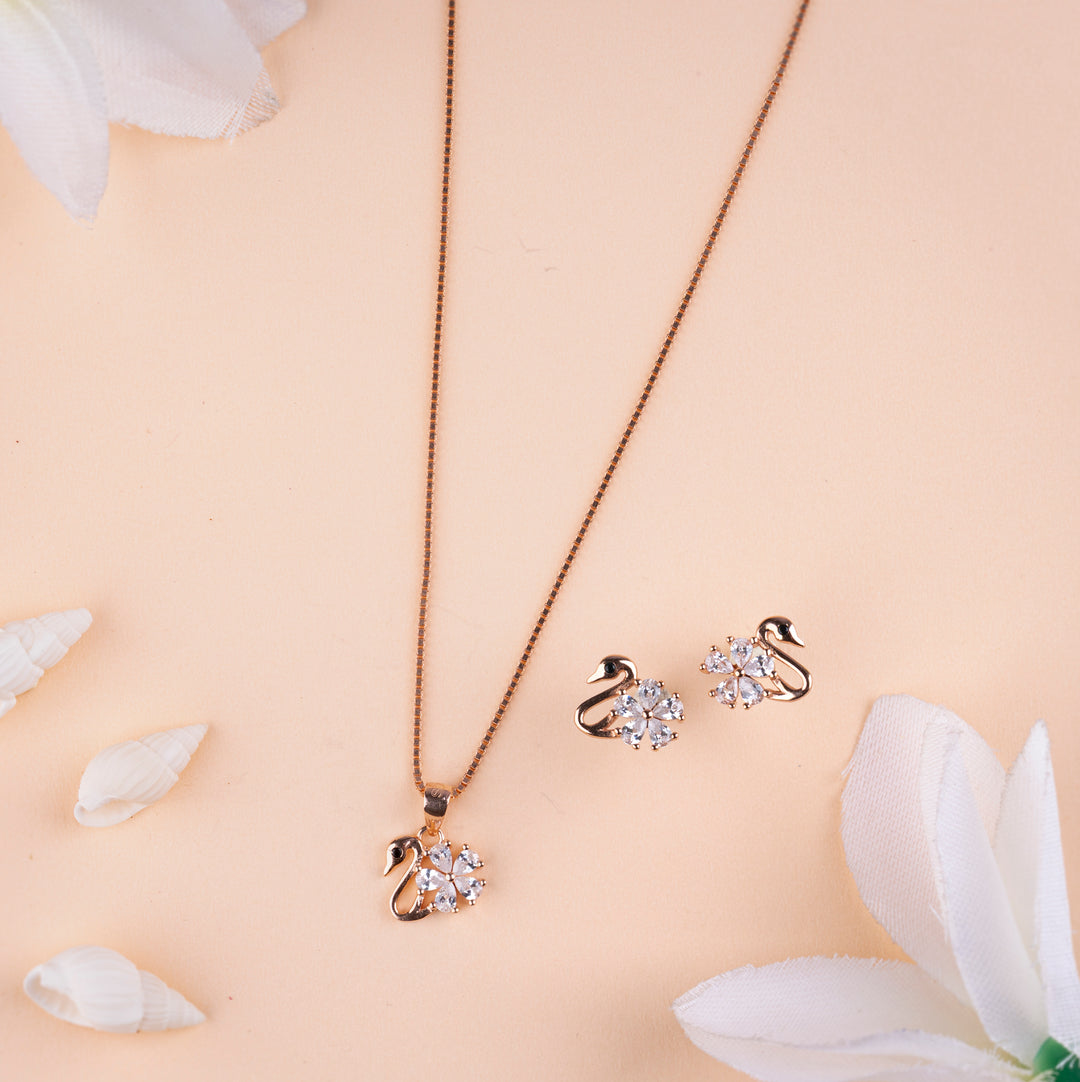 CZ Rose Gold Chain Pendant Set | Chaneira Jewels| Classic