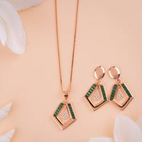 CZ Rose Gold Chain Pendant Set Coimbatore Chennai | Festival Wear