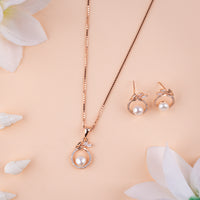 CZ Rose Gold Chain Pendant Set Online| Festival Wear