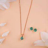 CZ Rose Gold Chain Pendant Set at Chaneira Jewels| Daily Wear