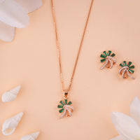 CZ Rose Gold Chain Pendant Set at Chaneira Jewels | Party Wear