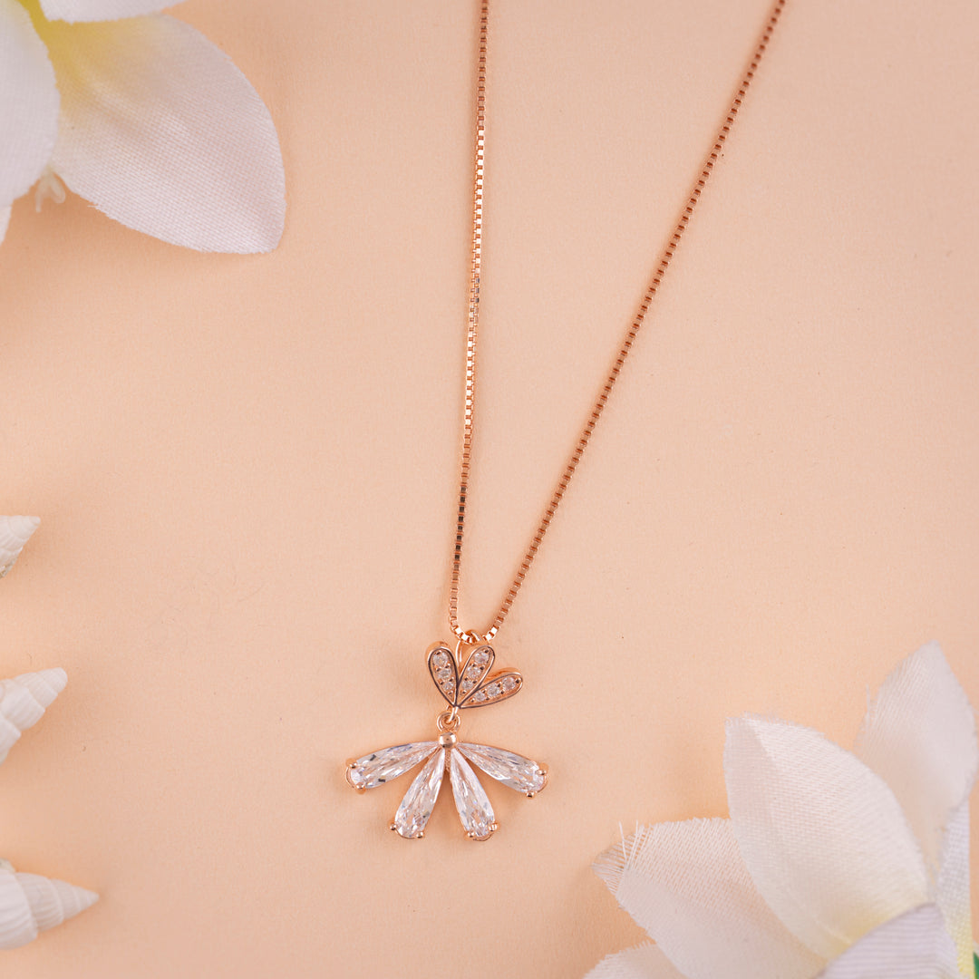 CZ Rose Gold Chain Pendant at Chaneira Jewels| Daily Wear