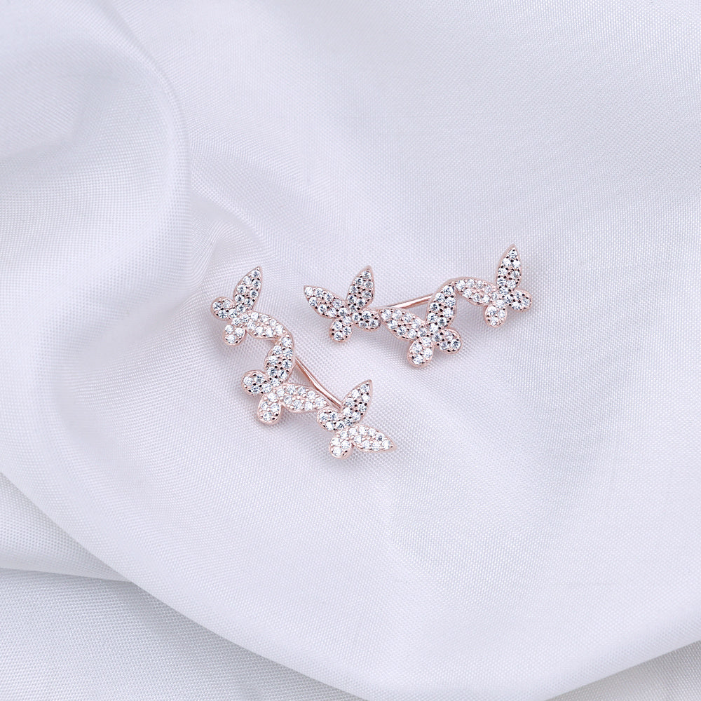 CZ Rose Gold Cuff Earrings Party Wear Style