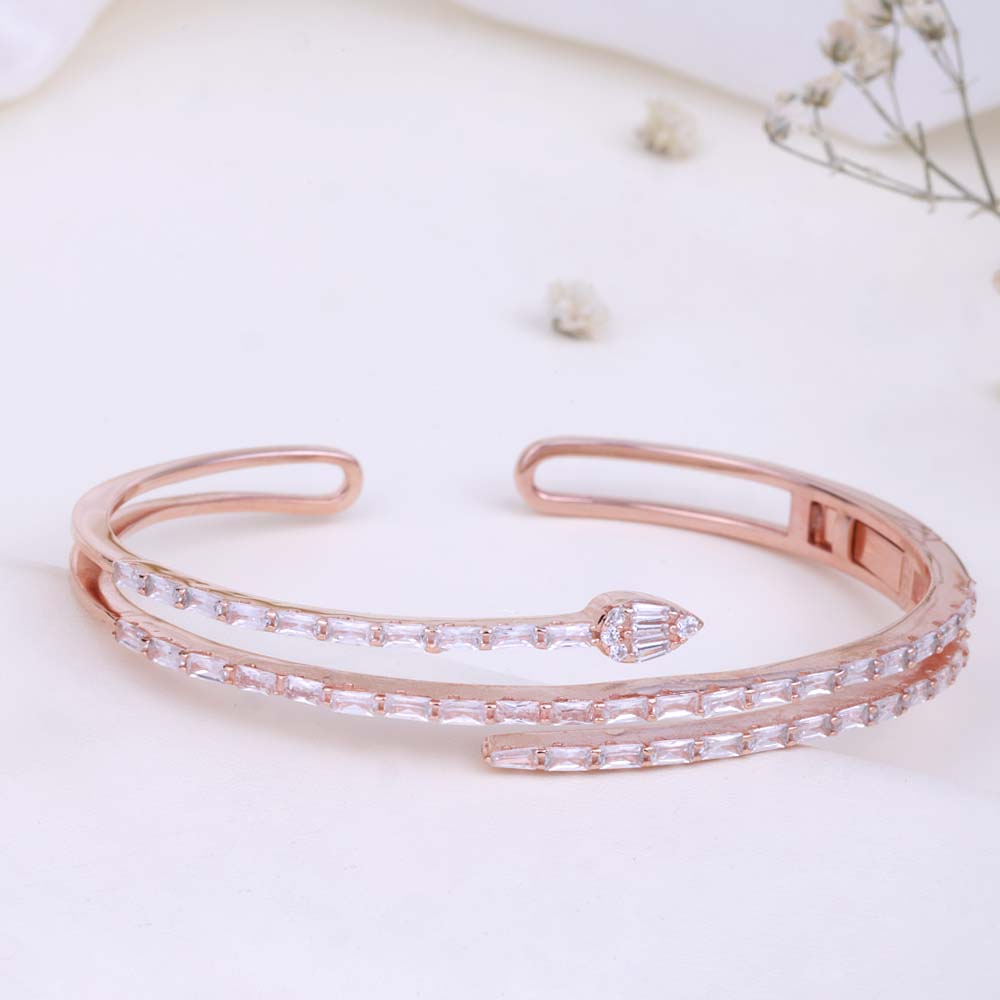 CZ Rose Gold Kada Bracelet | Bridal, Daily and Function Wear