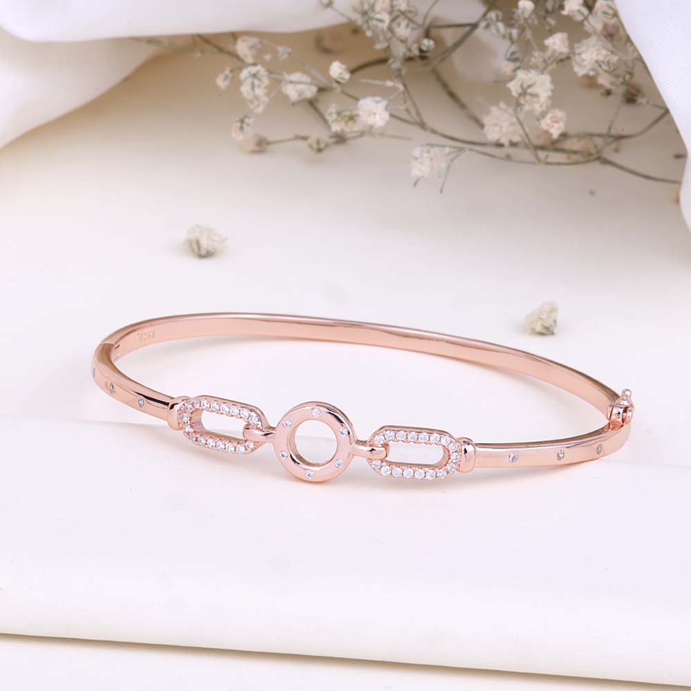 CZ Rose Gold Kada Bracelet | Chaneira Jewels|Party Wear