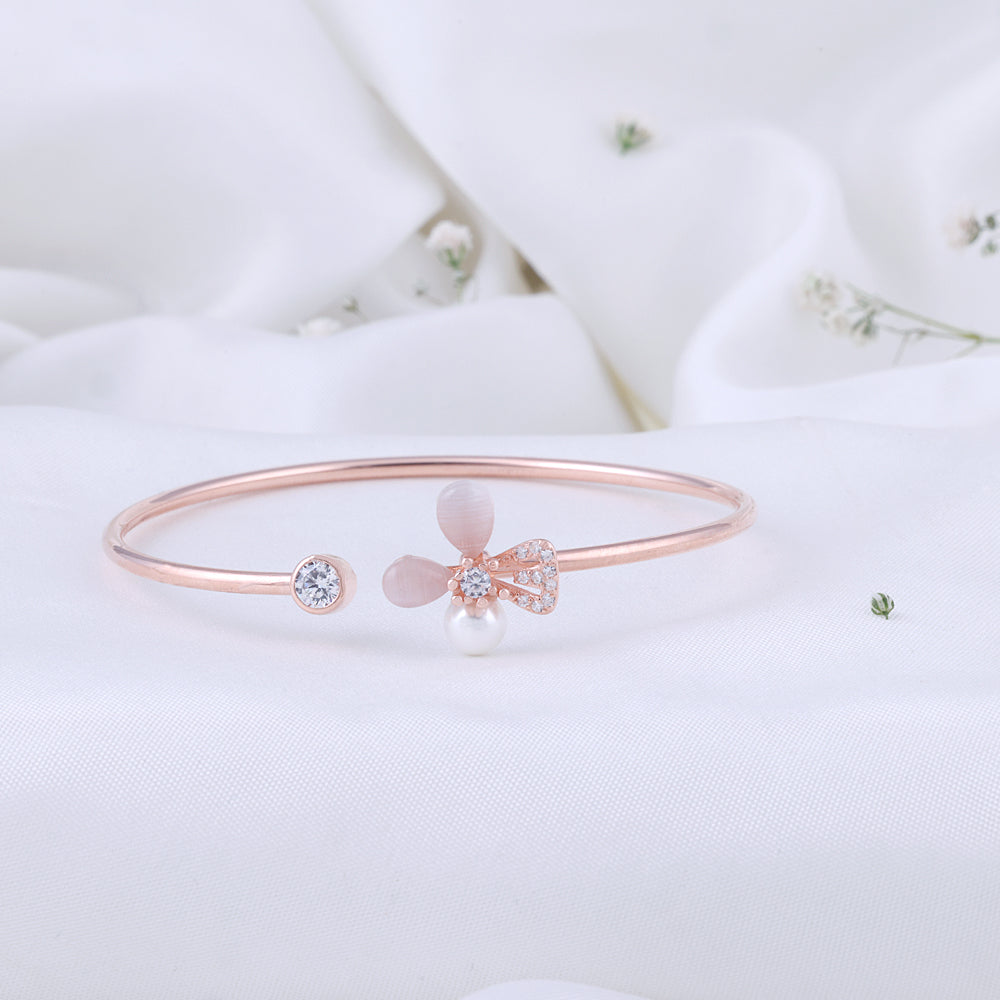 CZ Rose Gold Kada Bracelet | Elegant Kada for Women| Minimalist