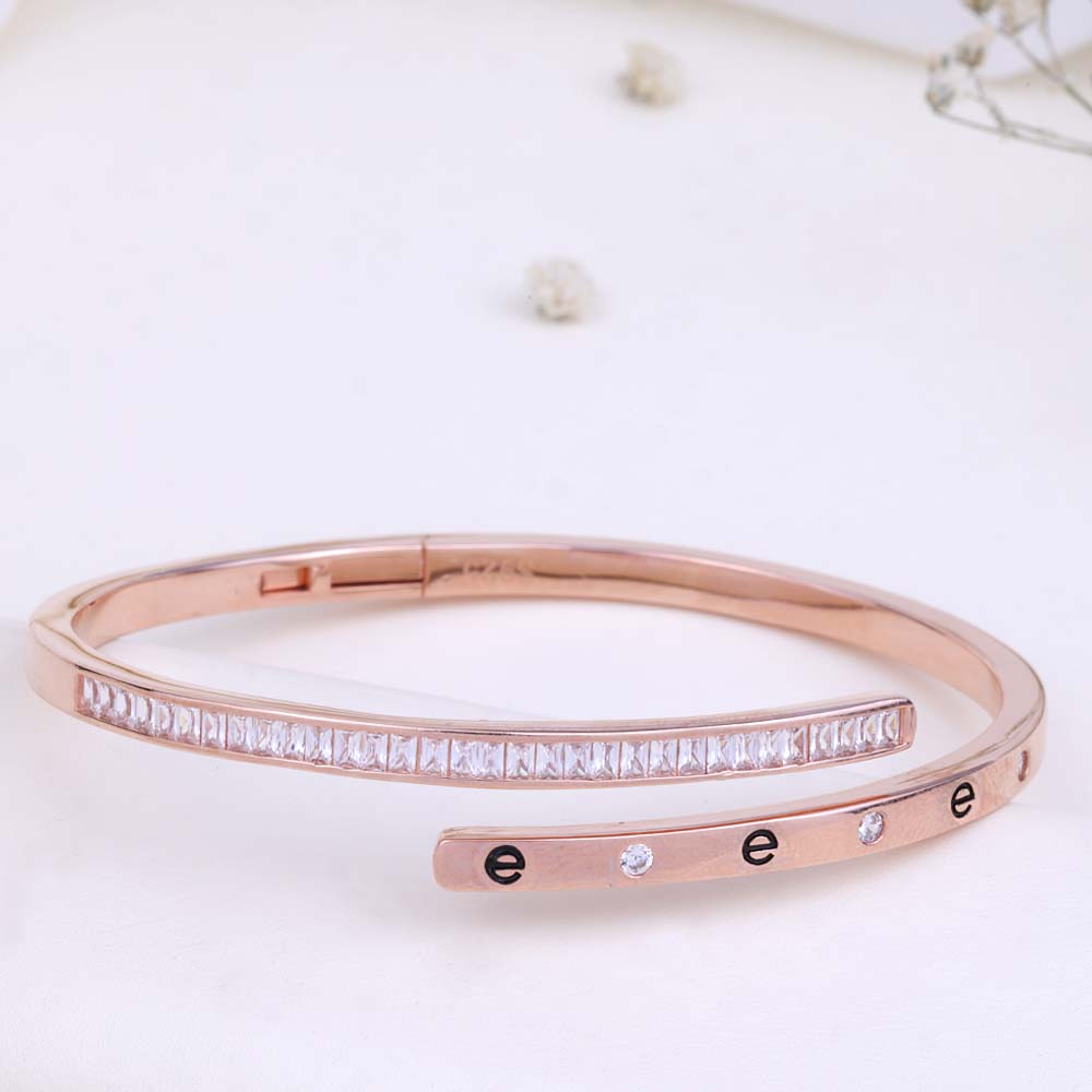CZ Rose Gold Kada Bracelet | Premium Jewellery Collection|Floral