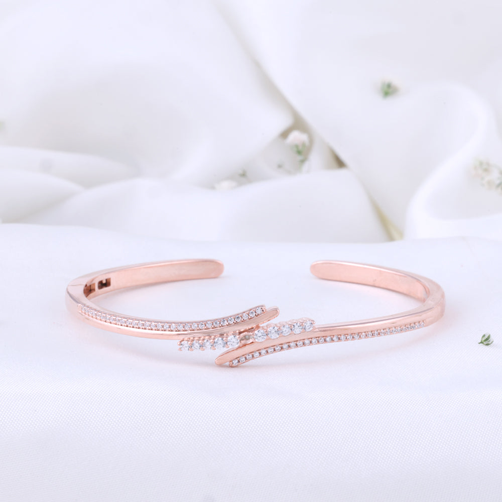CZ Rose Gold Kada | Indian Jewellery for Women| Floral