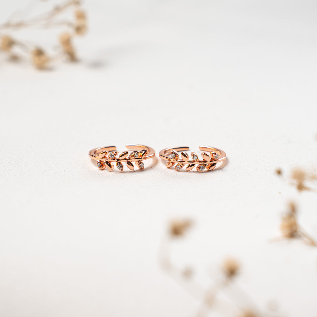 CZ Rose Gold Toe Ring for Ethnic Wear
