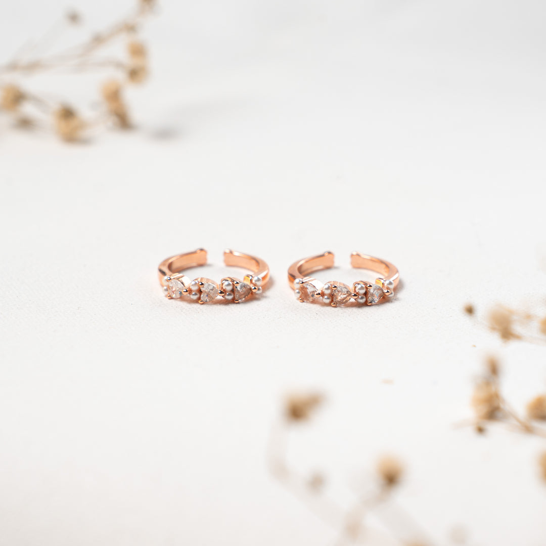 CZ Rose Gold Toe Ring for Festive Wear
