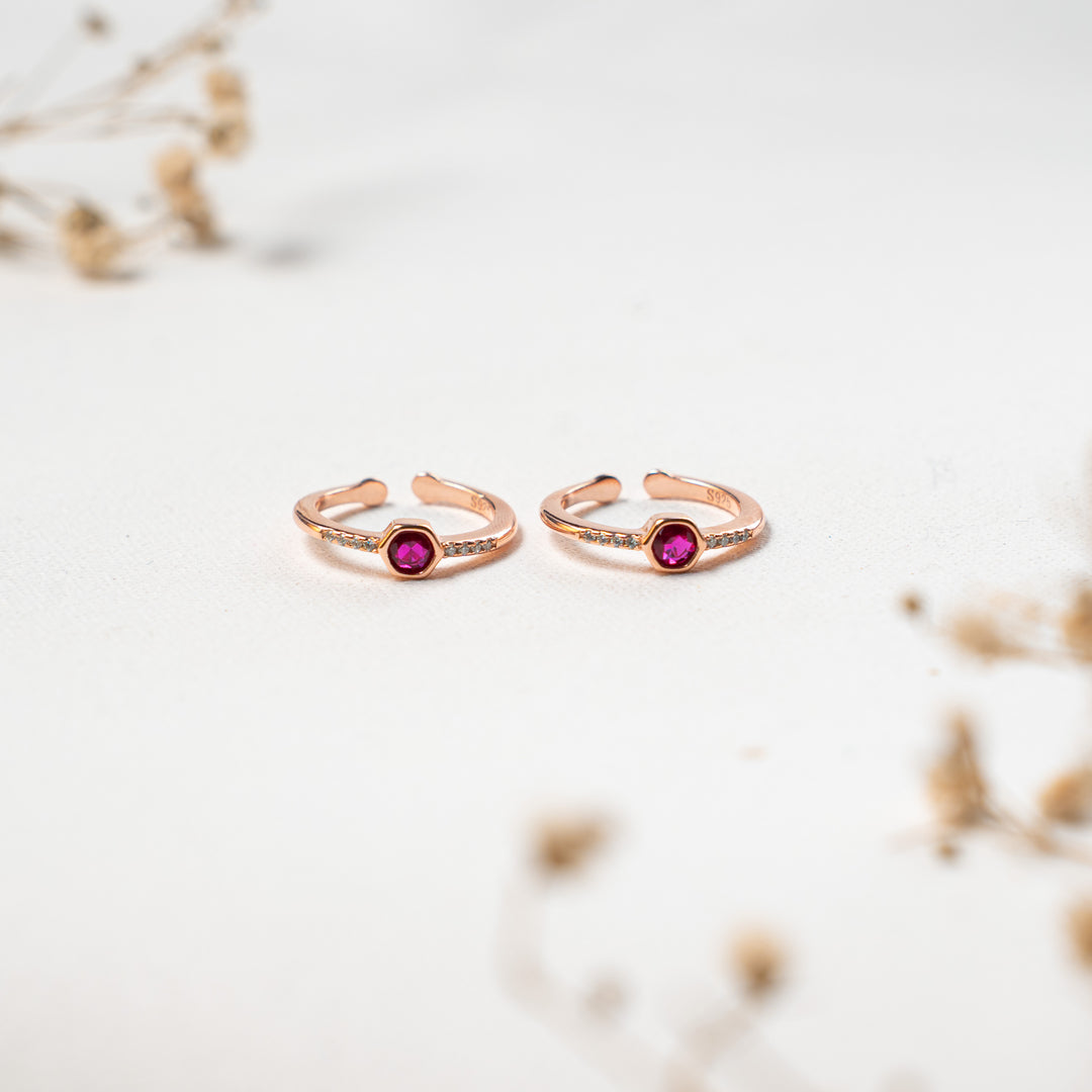 CZ Rose Gold Toe Ring in 92.5 Silver
