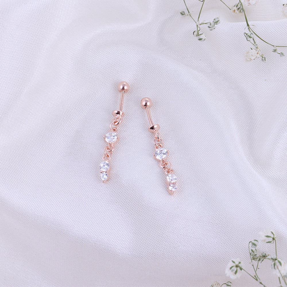 CZ Stone Bugadi Earrings in Silver Rose Gold