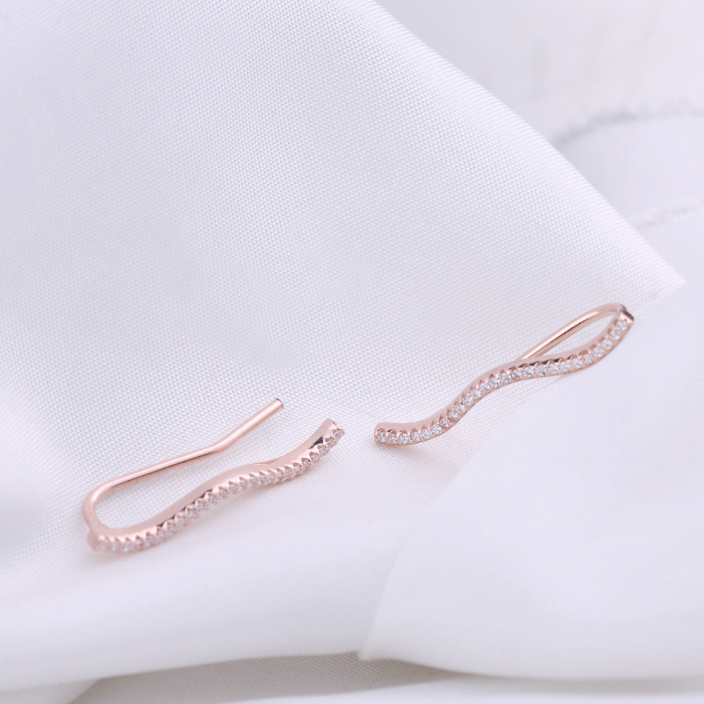 CZ Stone Rose Gold Cuff Earrings for Women