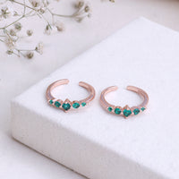 CZ Stone Rose Gold Toe Ring in 92.5 Silver | 925 Silver Pair
