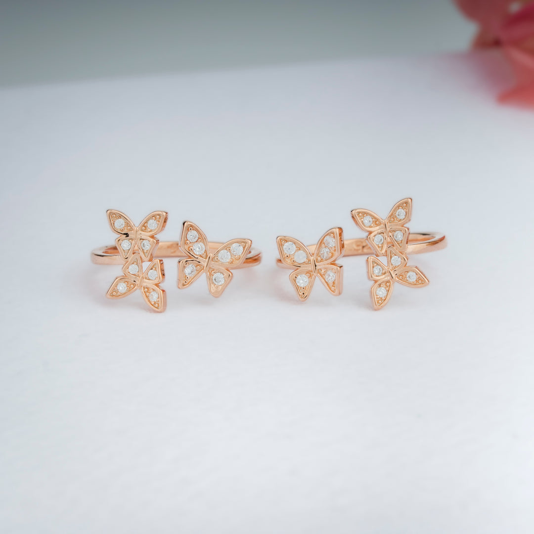 CZ Stone Rose Gold Toe Ring in 92.5 Silver | Bridal Pair