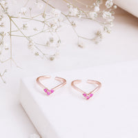 CZ Stone Rose Gold Toe Ring in 92.5 Silver | Indian Pair