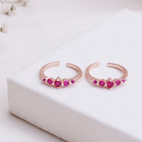CZ Stone Rose Gold Toe Ring in 92.5 Silver | Lightweight Pair
