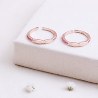 CZ Stone Rose Gold Toe Ring in 92.5 Silver | Minimal Pair