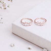 CZ Stone Rose Gold Toe Ring in 92.5 Silver | Premium Pair