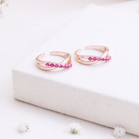 CZ Stone Rose Gold Toe Ring in 92.5 Silver | Sparkling Pair