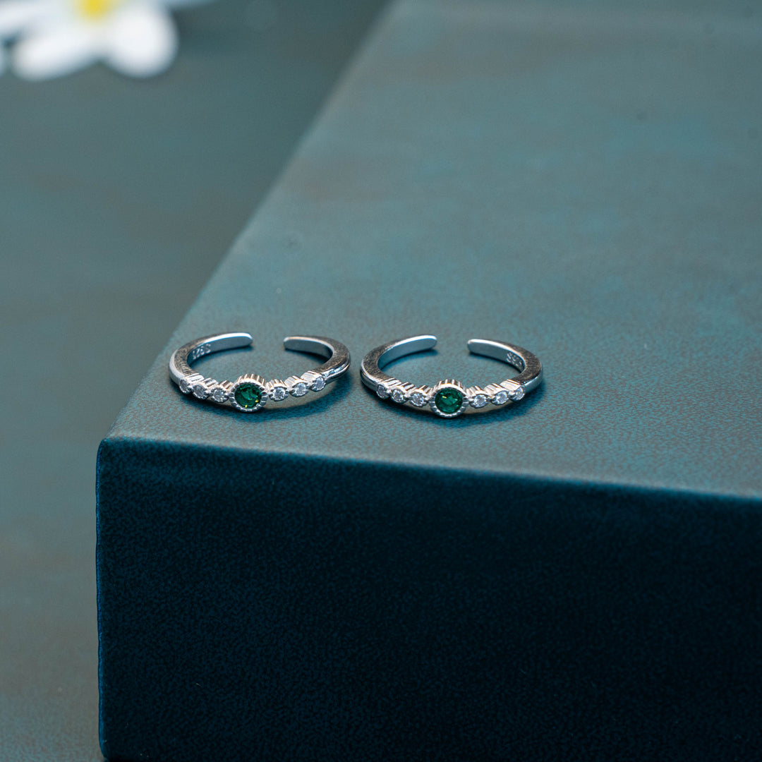 CZ Stone Silver Toe Ring Design for Women
