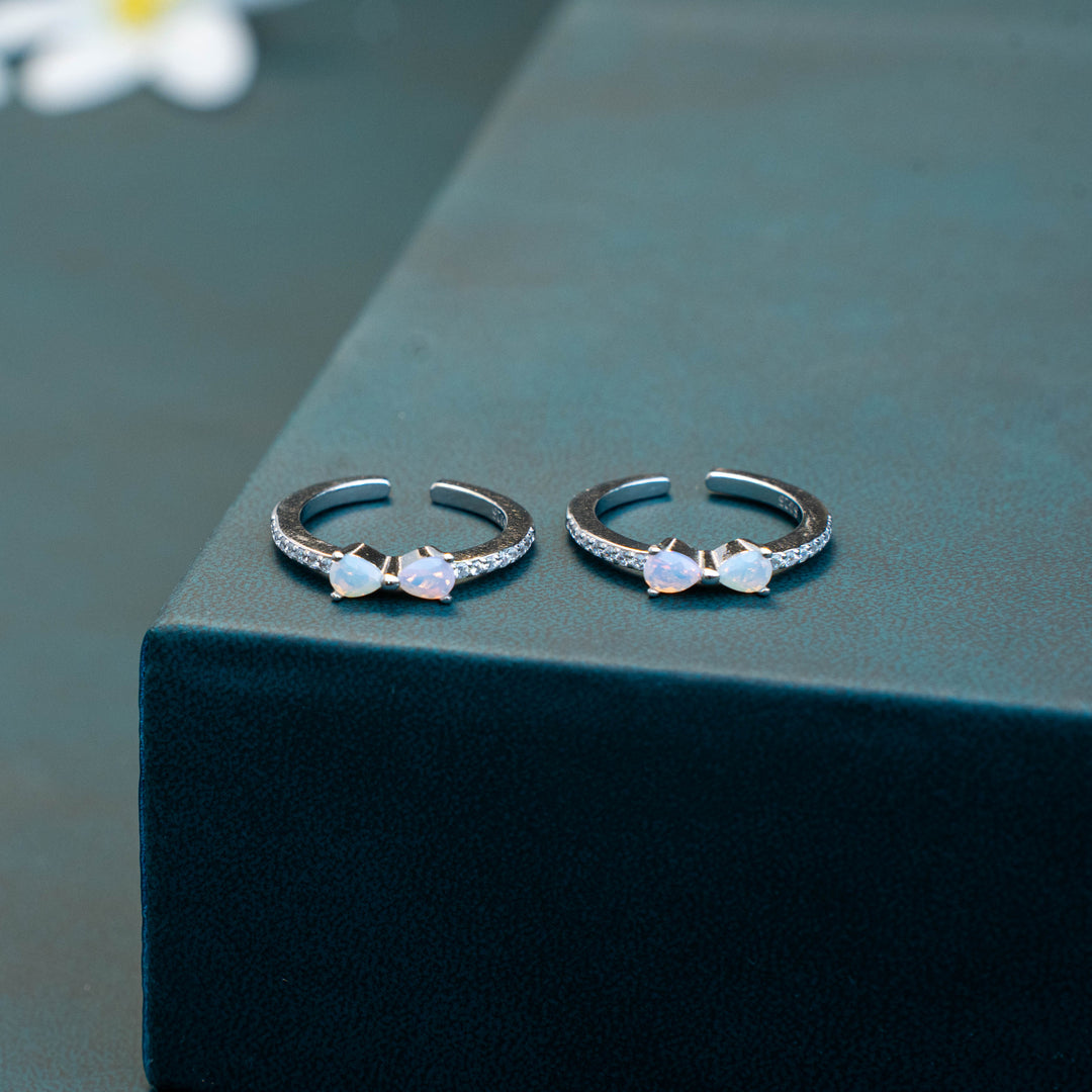 CZ Stone Silver Toe Ring in 92.5 Silver| Daily Wear