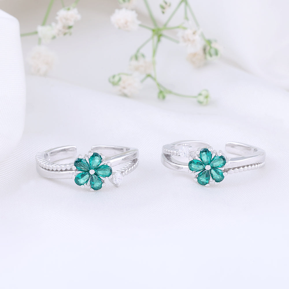CZ Stone Toe Ring in 92.5 Silver | Classic Pair
