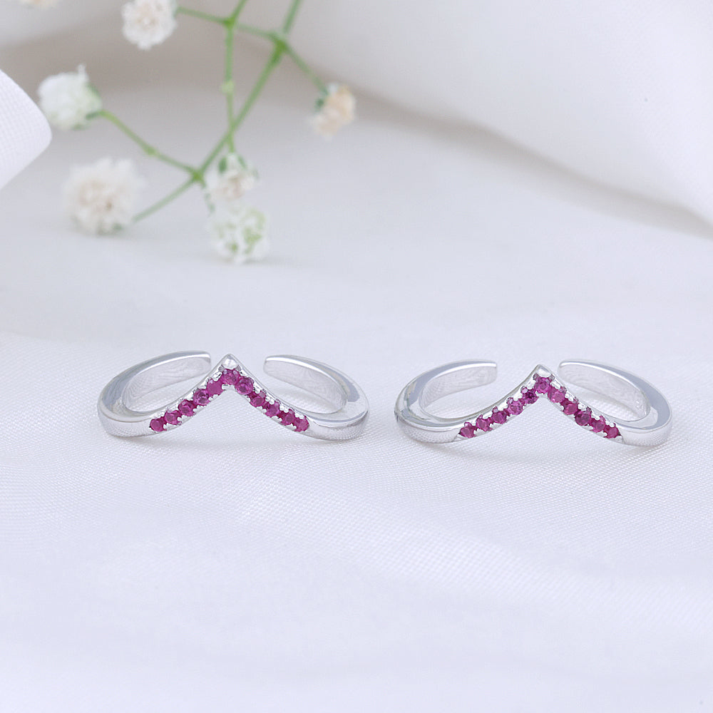 CZ Stone Toe Ring in 92.5 Silver | Designer Pair
