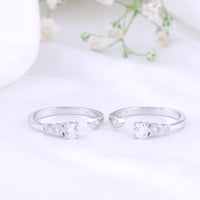 CZ Stone Toe Ring in 92.5 Silver | Elegant Pair
