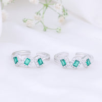 CZ Stone Toe Ring in 92.5 Silver | Festive Pair
