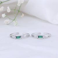 CZ Stone Toe Ring in 92.5 Silver | Gift Ready Pair/Party Wear
