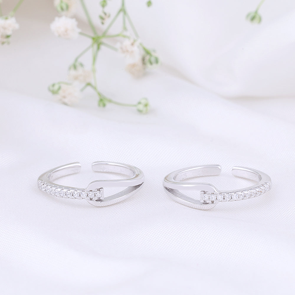 CZ Stone Toe Ring in 92.5 Silver | Minimal Pair
