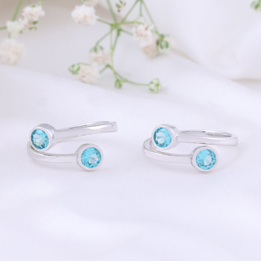 CZ Stone Toe Ring in 92.5 Silver | Modern Pair
