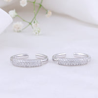 CZ Stone Toe Ring in 92.5 Silver | Party Wear Pair
