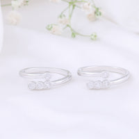 CZ Stone Toe Ring in 92.5 Silver | Premium Pair
