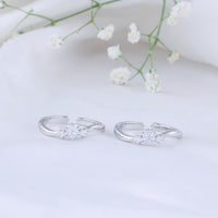 CZ Stone Toe Ring in 92.5 Silver | Smooth Finish Pair
