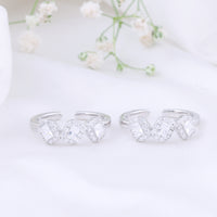 CZ Stone Toe Ring in 92.5 Silver | Sparkling Pair
