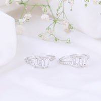 CZ Stone Toe Ring in 92.5 Silver | Traditional Pair
